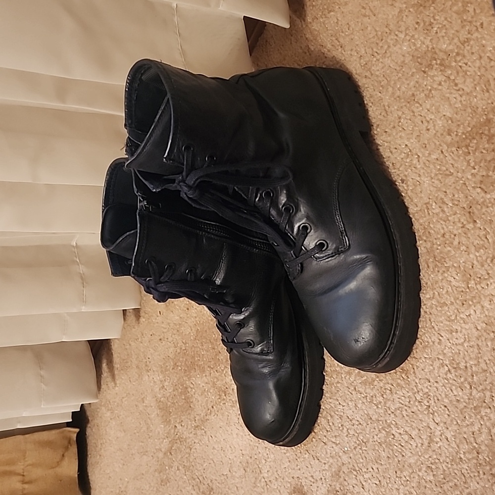 Thursday Boot Company Everyday Lace Leather Black Moto Boots Women's Size 9